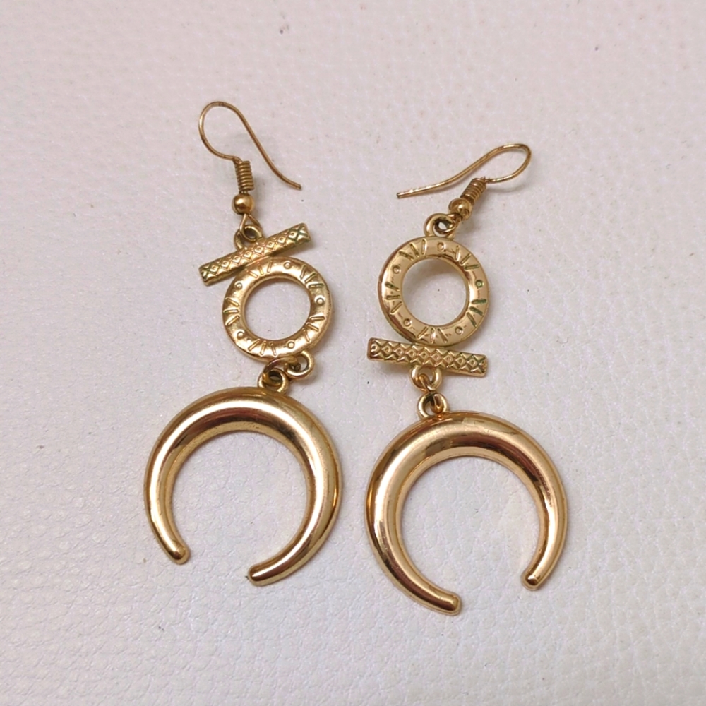 Majestic Moon Child Gold Dangle Earrings